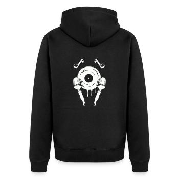 Symbole de musique de micro - Veste à capuche bio Premium Unisexe - noir - Dos - Nico (187cm)