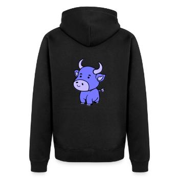 cow baby - Unisex Premium Bio Zip Hoodie - Schwarz - Hinten - Nico (187cm)