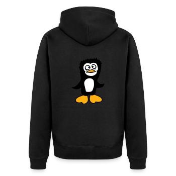 Le pingouin a l’air confus, stupide, drôle, grimace - Veste à capuche bio Premium Unisexe - noir - Dos - Nico (187cm)