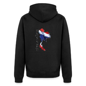 Thailand Flagge in der Thailand Landkarte TH - Unisex Premium Bio Zip Hoodie - Schwarz - Hinten - Nico (187cm)