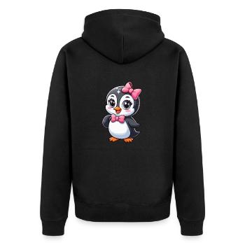 Mädchen Pinguin - Unisex Premium Bio Zip Hoodie - Schwarz - Hinten - Nico (187cm)