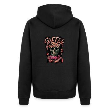 Coffee Loving Zombie - Unisex Premium Organic Zip Hoodie - black - Back - Nico (187cm)
