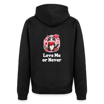 Love Me or Never - Unisex Premium Organic Zip Hoodie - black - Back - Nico (187cm)