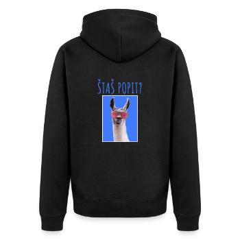 ŠTAŠ POPIT MAJICA - Unisex Premium Bio Zip Hoodie - Schwarz - Hinten - Nico (187cm)