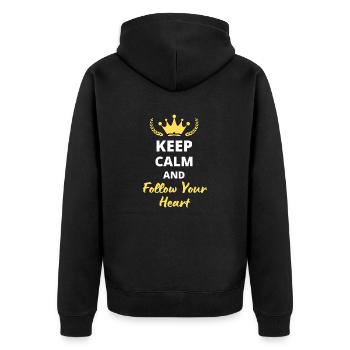 “Keep Calm and Follow Your Heart” - Motivant - Veste à capuche bio Premium Unisexe - noir - Dos - Nico (187cm)