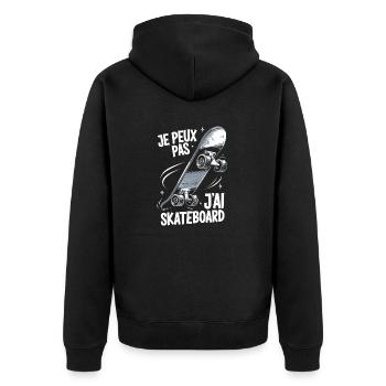 Je peux pas j'ai skateboard - Veste à capuche bio Premium Unisexe - noir - Dos - Nico (187cm)