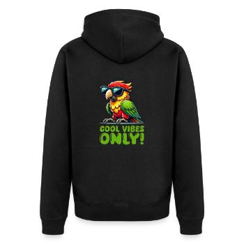 papagei sonnenbrille comic - Unisex Premium Bio Zip Hoodie - Schwarz - Hinten - Nico (187cm)
