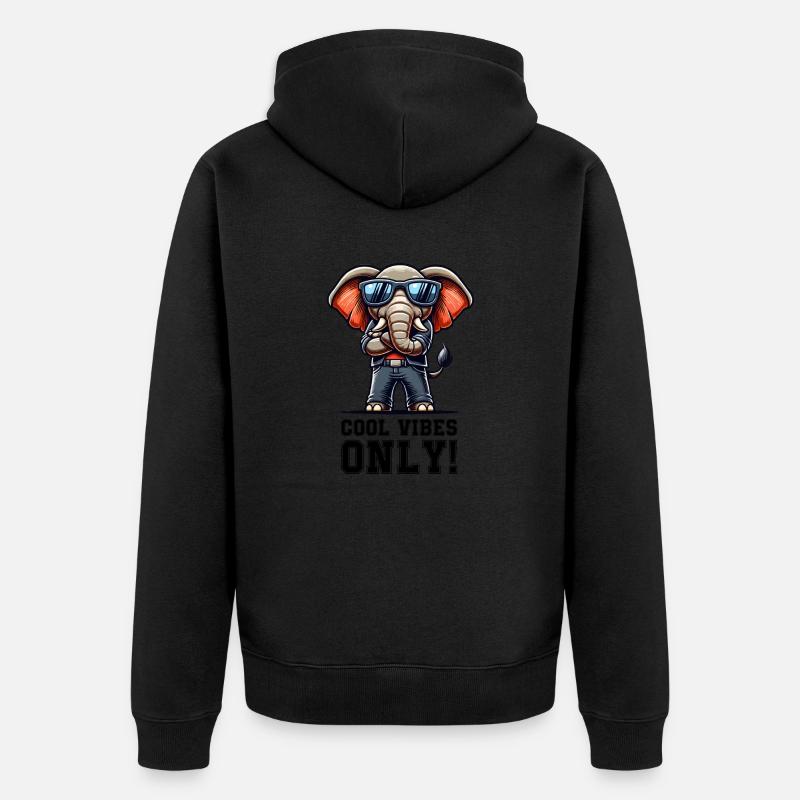 Éléphant Bande Dessinée Cool - Veste à capuche bio Premium Unisexe - noir