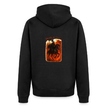 Death is comming - Unisex Premium Bio Zip Hoodie - Schwarz - Hinten - Nico (187cm)