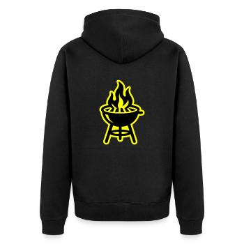 Grill Symbol Fire - Unisex Premium Organic Zip Hoodie - black - Back - Nico (187cm)