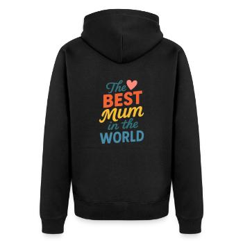 Die beste Mutter der Welt - Unisex Premium Bio Zip Hoodie - Schwarz - Hinten - Nico (187cm)