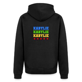 Kabylei - Unisex Premium Bio Zip Hoodie - Schwarz - Hinten - Nico (187cm)