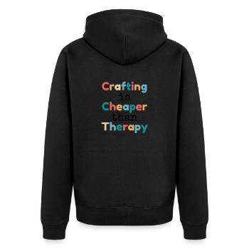 Crafting is Cheaper than Therapy - Unisex Premium Bio Zip Hoodie - Schwarz - Hinten - Nico (187cm)