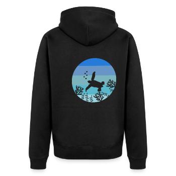 Ozean Tier Meerestier Geschenk Retro Schildkröte - Unisex Premium Bio Zip Hoodie - Schwarz - Hinten - Nico (187cm)