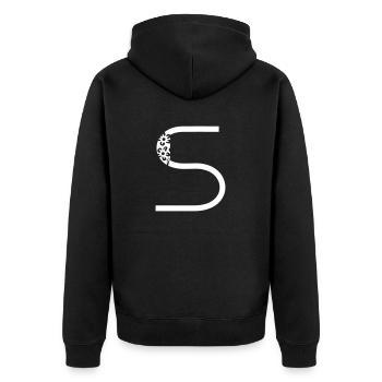 Buchstabe S - Unisex Premium Bio Zip Hoodie - Schwarz - Hinten - Nico (187cm)