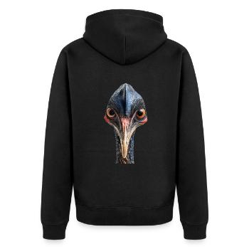 Kasuar - Unisex Premium Bio Zip Hoodie - Schwarz - Hinten - Nico (187cm)