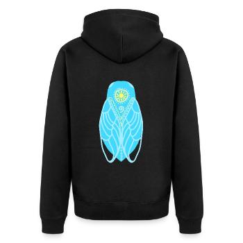 Mediterranean sun cicada - Unisex Premium Organic Zip Hoodie - black - Back - Nico (187cm)