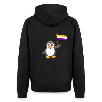 Gay Pride Antarctique Manchot animal pas binaire LGBT - Veste à capuche bio Premium Unisexe - noir - Dos - Nico (187cm)