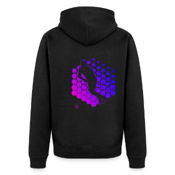 Innebandy Salibandy Unihockeyspielen Herren - Unisex Premium Bio Zip Hoodie - Schwarz - Hinten - Nico (187cm)
