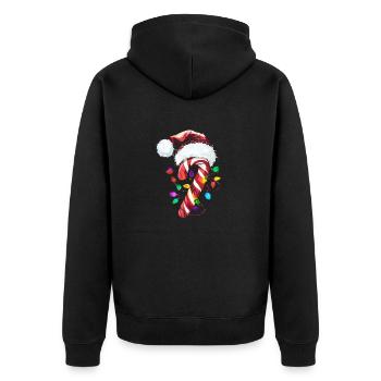 Festliche Zuckerstange mit Lichtern - Unisex Premium Bio Zip Hoodie - Schwarz - Hinten - Nico (187cm)