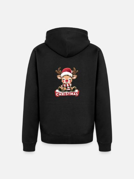 "Christmas joy with reindeer" - Unisex Premium Organic Zip Hoodie - black