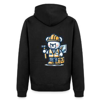 Cute Bear Construction Worker - Unisex Premium Bio Zip Hoodie - Schwarz - Hinten - Nico (187cm)