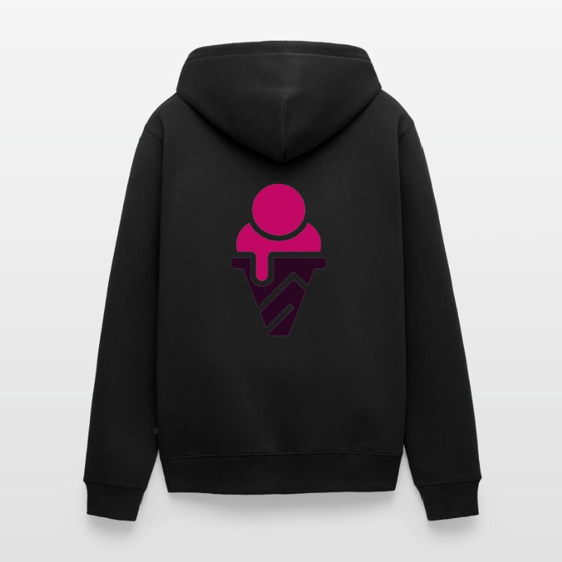 Eis Eiscreme Eiswaffel Geschenkidee Himbeereis Unisex Premium Bio Zip Hoodie