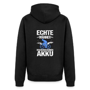 Fahrrad Radfahrer Mountainbike - Unisex Premium Bio Zip Hoodie - Schwarz - Hinten - Nico (187cm)