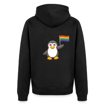 Regenbogen Flagge Gay Pride Month Pinguin LGBT - Unisex Premium Bio Zip Hoodie - Schwarz - Hinten - Nico (187cm)