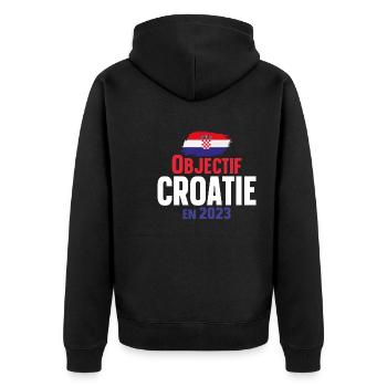 Croatie 2023 Croate Europe Cadeau Pays Humour - Veste à capuche bio Premium Unisexe - noir - Dos - Nico (187cm)