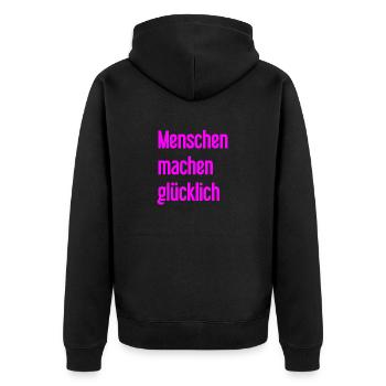 People make you happy – Positive statement - Unisex Premium Organic Zip Hoodie - black - Back - Nico (187cm)