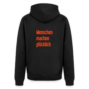 People make you happy – Positive statement - Unisex Premium Organic Zip Hoodie - black - Back - Nico (187cm)