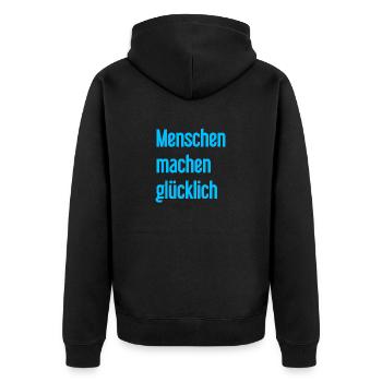 People make you happy – Positive statement - Unisex Premium Organic Zip Hoodie - black - Back - Nico (187cm)