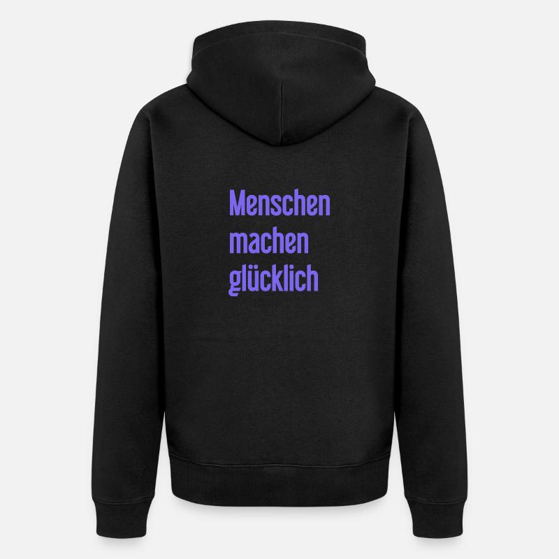 Menschen machen glücklich – Positives Statement - Unisex Premium Bio Zip Hoodie - Schwarz