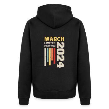 Mars 2024 - Cadeau anniversaire Mars 2024 Mars - Veste à capuche bio Premium Unisexe - noir - Dos - Nico (187cm)
