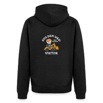 Viktor Vorname Bagger - Unisex Premium Bio Zip Hoodie - Schwarz - Hinten - Nico (187cm)