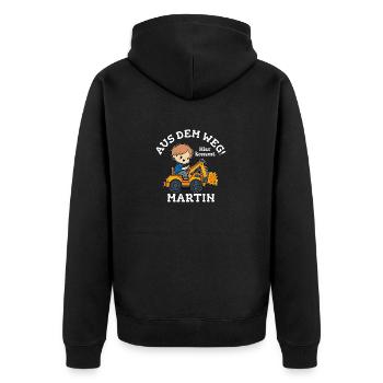Martin Vorname Bagger - Unisex Premium Bio Zip Hoodie - Schwarz - Hinten - Nico (187cm)