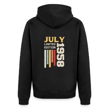 July 1958 - July 1958 Birthday Gift - Unisex Premium Organic Zip Hoodie - black - Back - Nico (187cm)