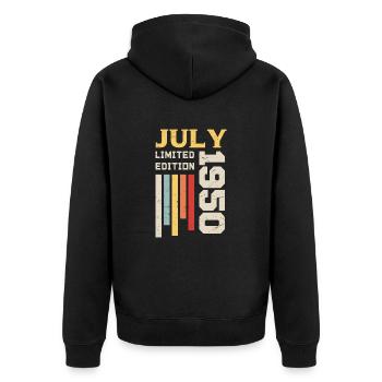 Juli 1950 - Juli 1950 Geburtstagsgeschenk - Unisex Premium Bio Zip Hoodie - Schwarz - Hinten - Nico (187cm)