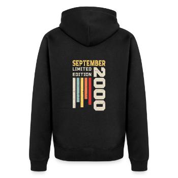 September 2000 Birthday Gift September 2000 - Unisex Premium Organic Zip Hoodie - black - Back - Nico (187cm)