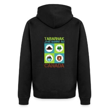 Tabarnak Je Me Barre Au Canada, Feuille D'érable - Veste à capuche bio Premium Unisexe - noir - Dos - Nico (187cm)