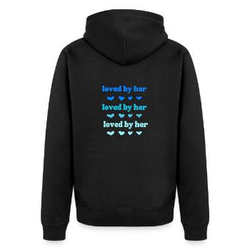 Loved by her - Unisex Premium Organic Zip Hoodie - black - Back - Nico (187cm)