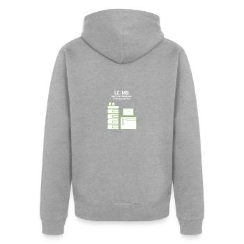 LCMS Flüssigkeitschromatographie Massenspektrometrie - Unisex Premium Bio Zip Hoodie - Grau meliert - Hinten - Nico (187cm)