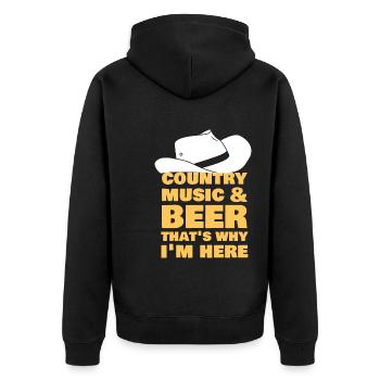 Country Music and Beer That's Why I'm Here - Unisex Premium Bio Zip Hoodie - Schwarz - Hinten - Nico (187cm)