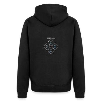 OODA-Schleife - Unisex Premium Bio Zip Hoodie - Schwarz - Hinten - Nico (187cm)