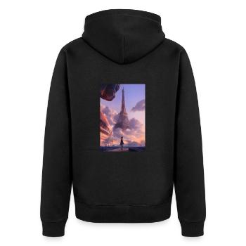 Paris - Unisex Premium Bio Zip Hoodie - Schwarz - Hinten - Nico (187cm)