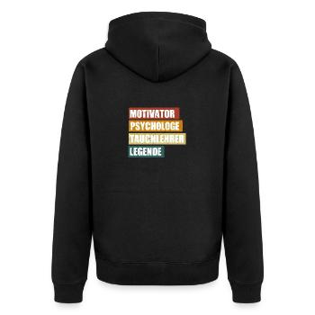 Lustiger Taucher Tauchlehrer Spruch - Unisex Premium Bio Zip Hoodie - Schwarz - Hinten - Nico (187cm)