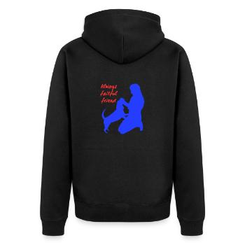 Immer ein guter Freund - Unisex Premium Bio Zip Hoodie - Schwarz - Hinten - Nico (187cm)