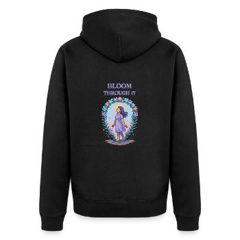 Bloom – Chemise Pixel Art pour la force et la guérison - Veste à capuche bio Premium Unisexe - noir - Dos - Nico (187cm)