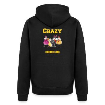 Crazy Chicken Gang - Unisex Premium Organic Zip Hoodie - black - Back - Nico (187cm)